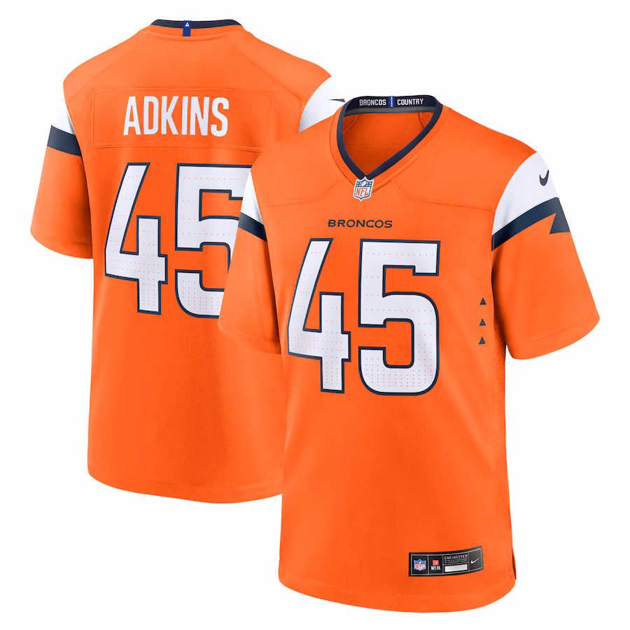 Men's Denver Broncos Nate Adkins Nike Orange Team Game Jersey - Ujersey NFL Shop