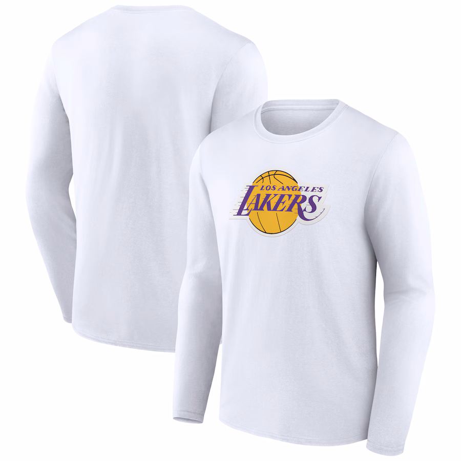 Men's Los Angeles Lakers White Alternate Logo Long Sleeve T-Shirt - Ujersey