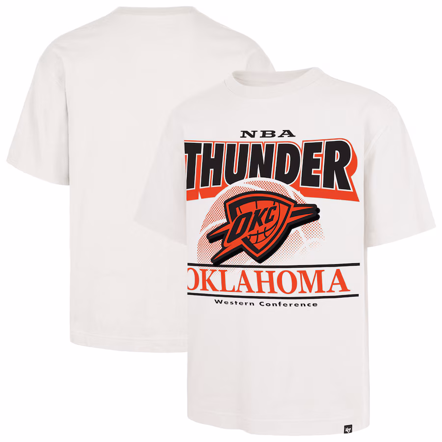 Men's Oklahoma City Thunder  '47 White City Edition Shifty Foundation T-Shirt - Ujersey NFL Shop