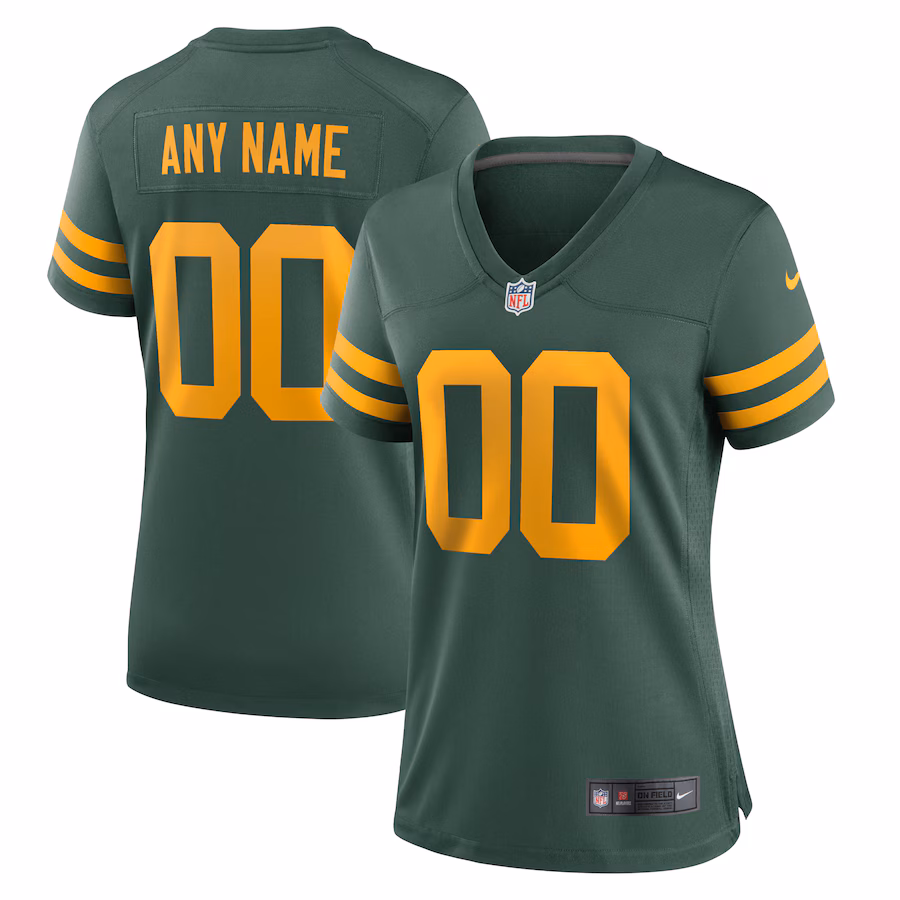 Women's Green Bay Packers Nike Green Alternate Custom Jersey - Ujersey NFL Shop