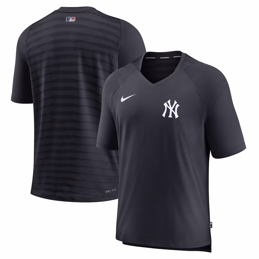 Men's New York Yankees Nike Navy Authentic Collection Pregame Raglan Performance V-Neck T-Shirt - Ujersey