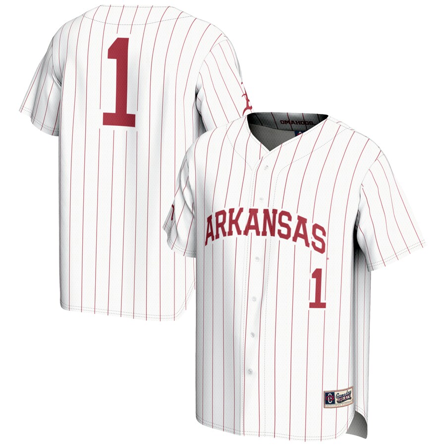 Men's GameDay Greats #1 White Arkansas Razorbacks Lightweight Baseball Jersey - Ujersey NFL Shop
