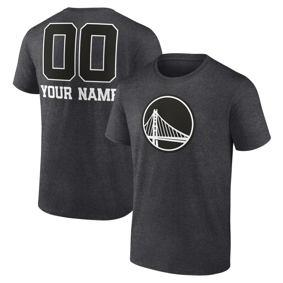 Men's Golden State Warriors Charcoal Personalized Name & Number Monochrome T-Shirt - Ujersey
