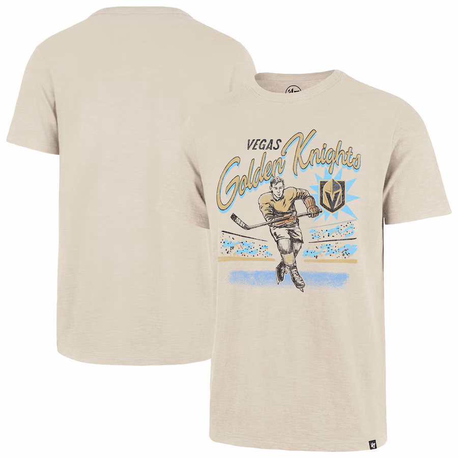 Men's Vegas Golden Knights '47 Natural Hockey Player Golden Age Scrum T-Shirt - Ujersey NFL Shop