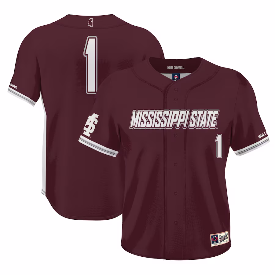 #1 Mississippi State Bulldogs GameDay Greats Lightweight Baseball Jersey - Maroon - Ujersey