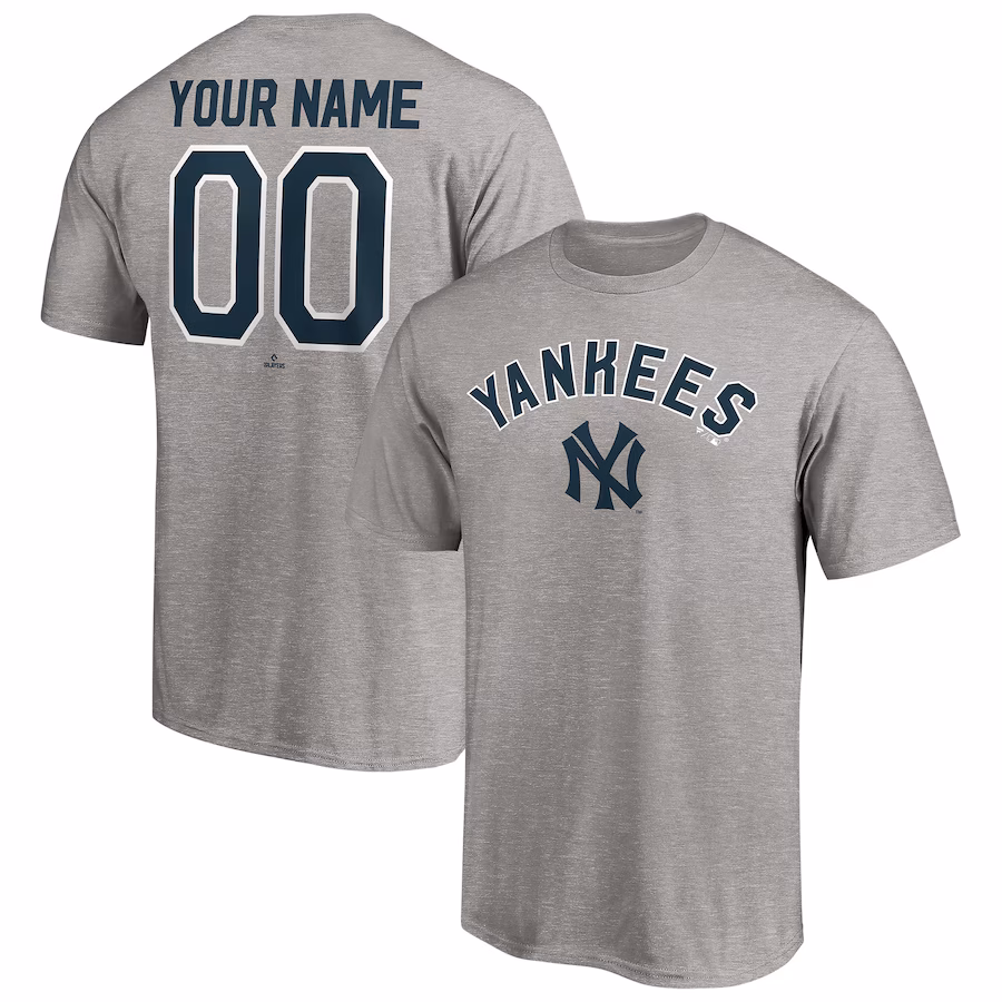 Men's New York Yankees Heathered Gray Cooperstown Winning Streak Alternate Personalized Name & Number T-Shirt - Ujersey