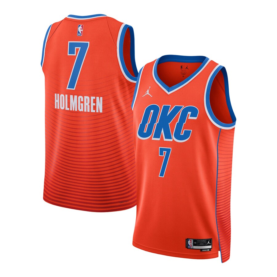 Unisex Oklahoma City Thunder Chet Holmgren Jordan Brand Orange Swingman Jersey - Statement Edition - Ujersey NFL Shop