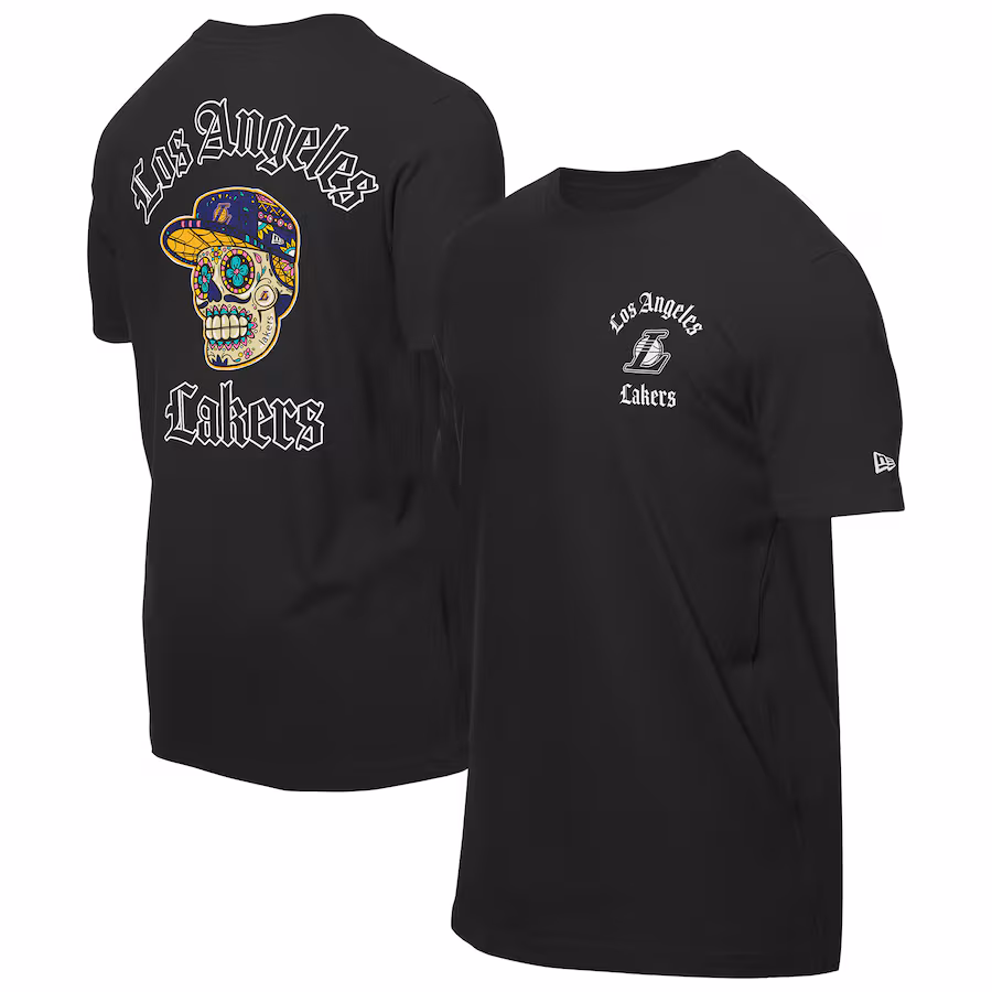 Men's Los Angeles Lakers New Era Black Sugar Skulls T-Shirt - Ujersey
