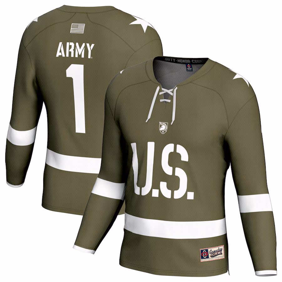 #1 Army Black Knights GameDay Greats Hockey Fashion Jersey - Olive - Ujersey NFL Shop