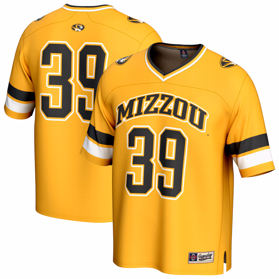 GameDay Greats #39 Gold Missouri Tigers Lightweight Collegiate Football Fashion Jersey - Ujersey NFL Shop