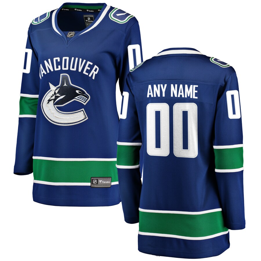 Women's Vancouver Canucks Fanatics Branded Blue Home Breakaway Custom Jersey - Ujersey NFL Shop