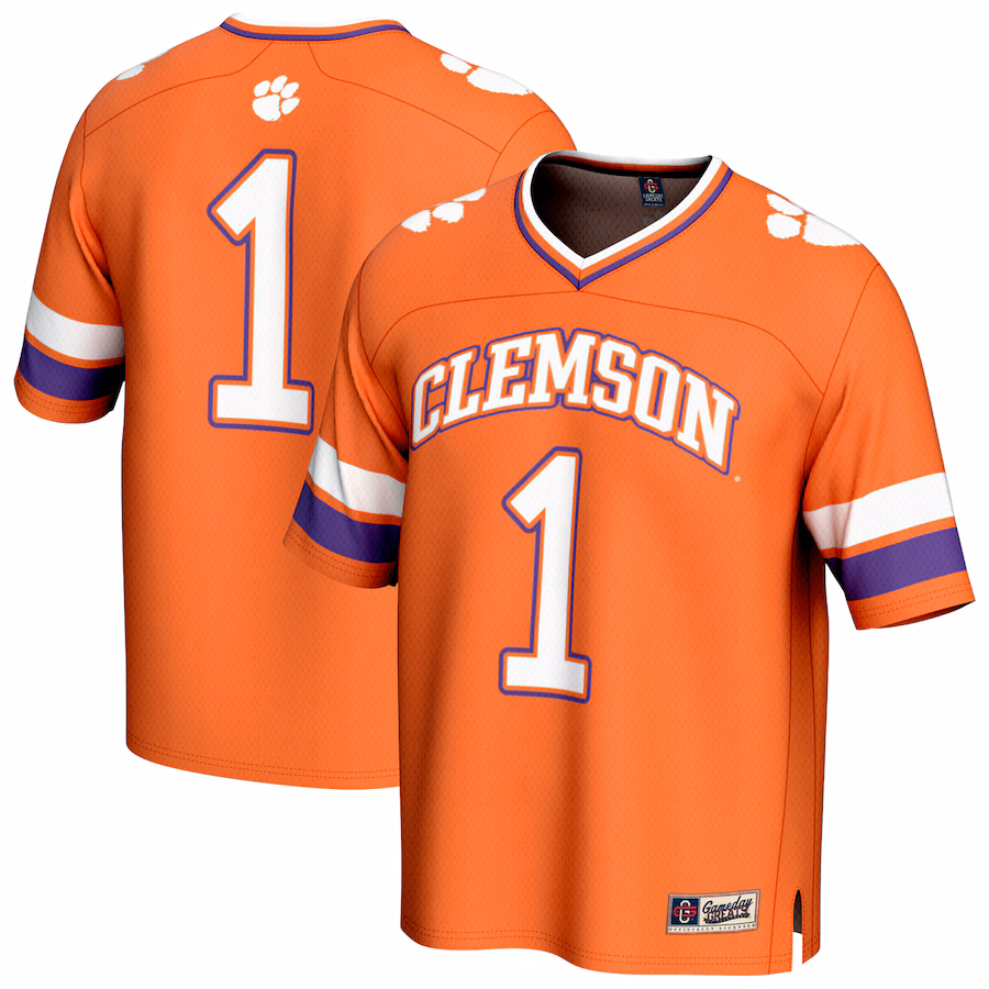 Youth GameDay Greats #1 Orange Clemson Tigers Lightweight Collegiate Football Fashion Jersey - Ujersey NFL Shop