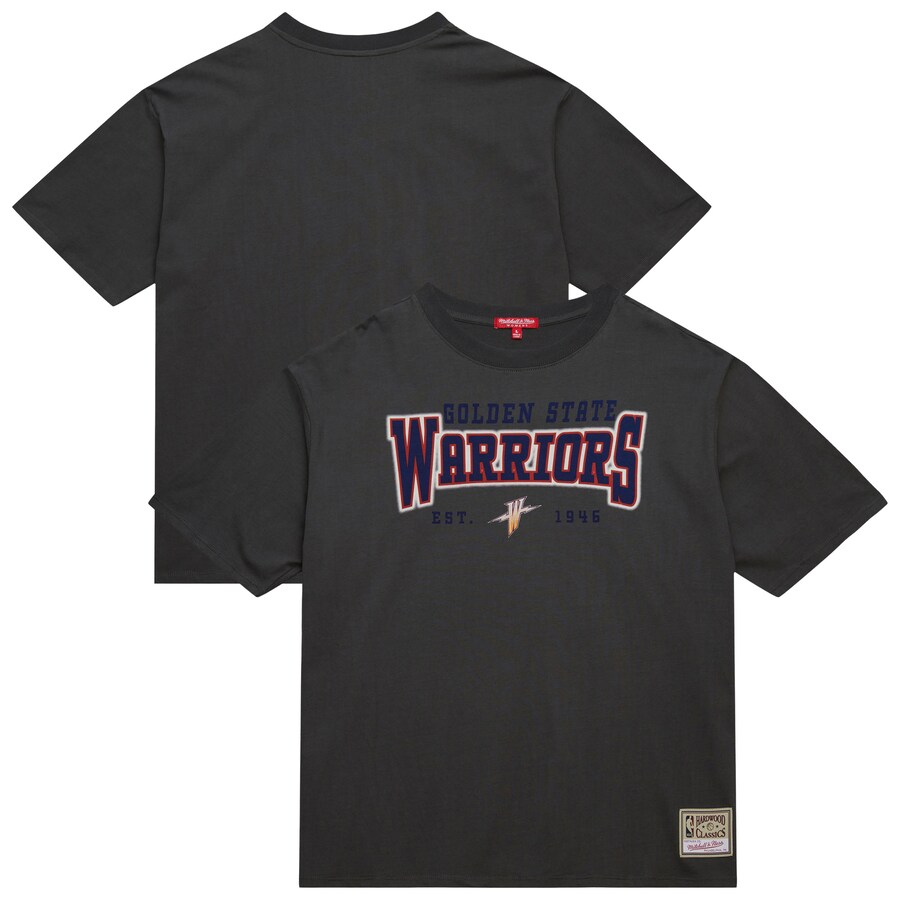 Women's Golden State Warriors Mitchell & Ness Charcoal Hardwood Classics Oversized Boyfriend T-Shirt - Ujersey