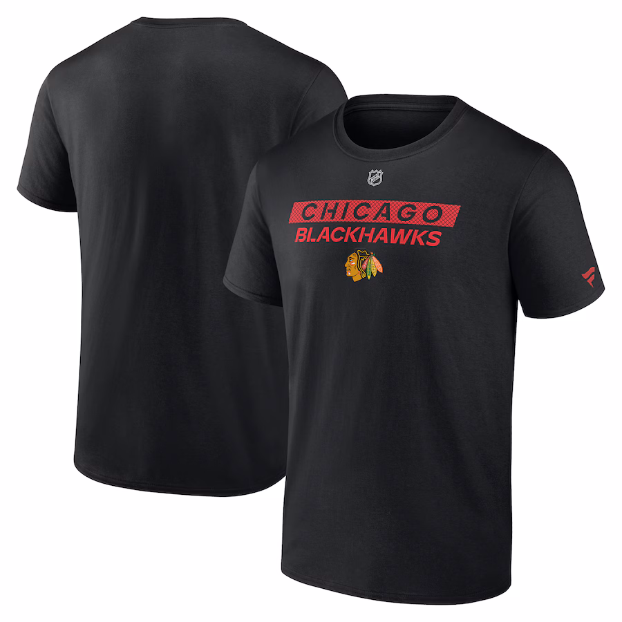 Men's Chicago Blackhawks Fanatics Black Authentic Pro Core Primary T-Shirt - Ujersey NFL Shop