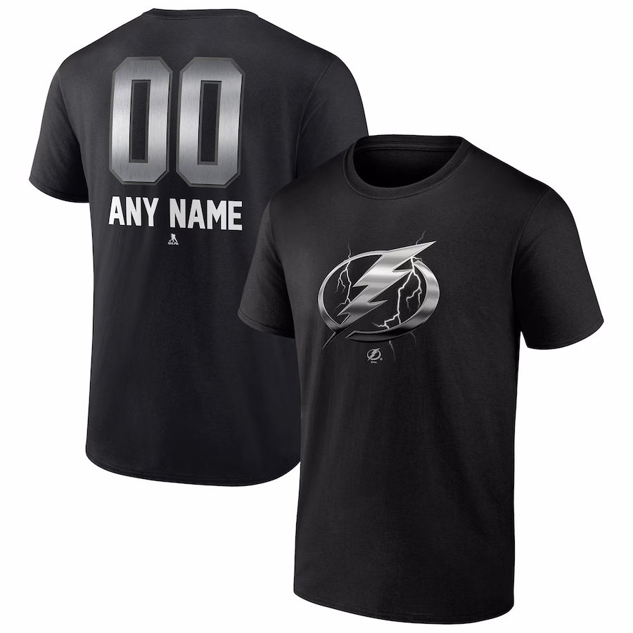 Men's Tampa Bay Lightning Black Personalized Midnight Mascot Logo T-Shirt - Ujersey NFL Shop
