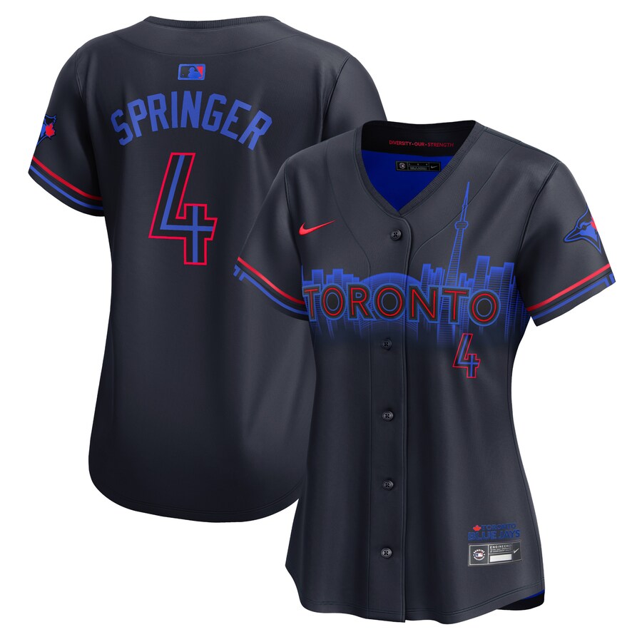 Women's Toronto Blue Jays George Springer Nike Navy 2024 City Connect Limited Player Jersey - Ujersey NFL Shop