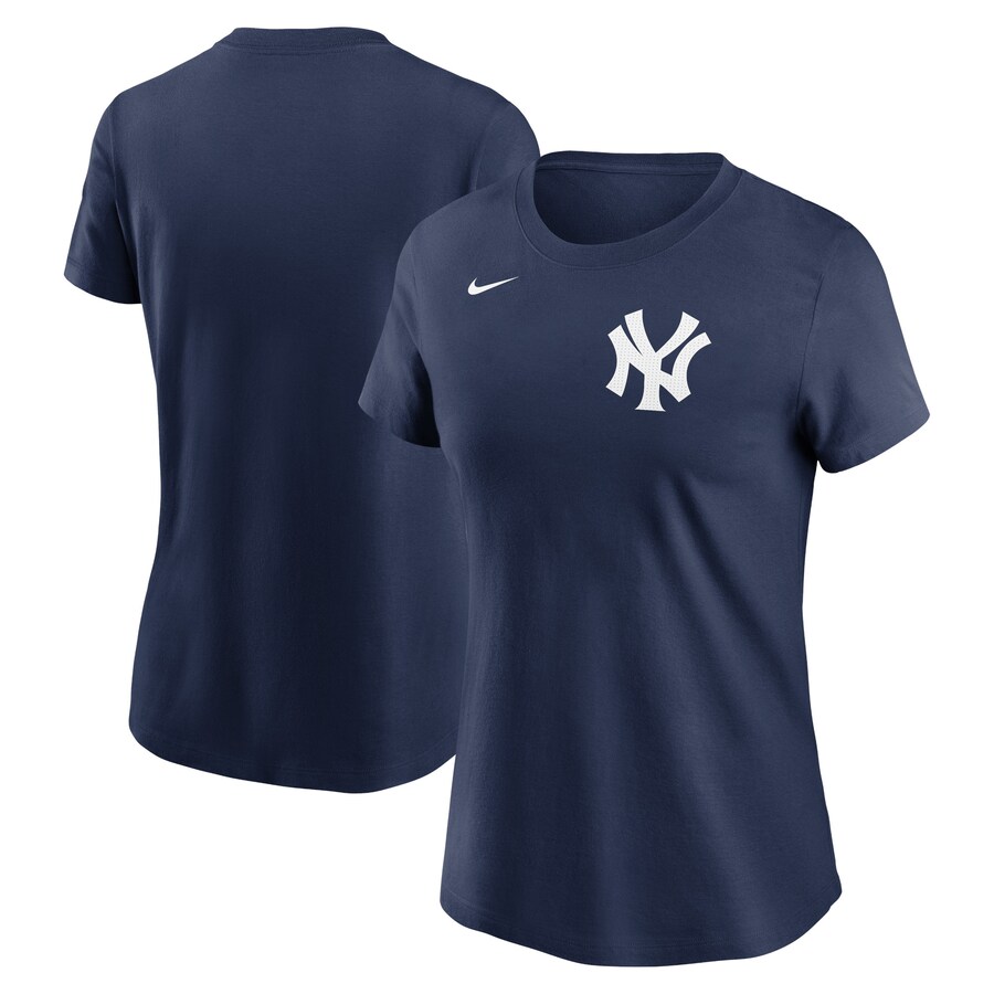 Women's New York Yankees Nike Navy Fuse Wordmark T-Shirt - Ujersey