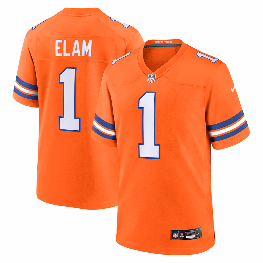Men's Denver Broncos Jason Elam Nike Orange Mile High Collection 1977 Throwback Retired Player Game Jersey - Ujersey NFL Shop