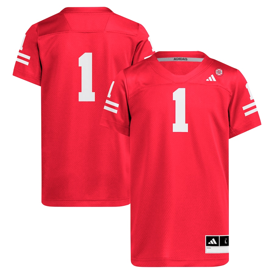 Youth adidas #1 Scarlet Nebraska Huskers Replica Jersey - Ujersey NFL Shop