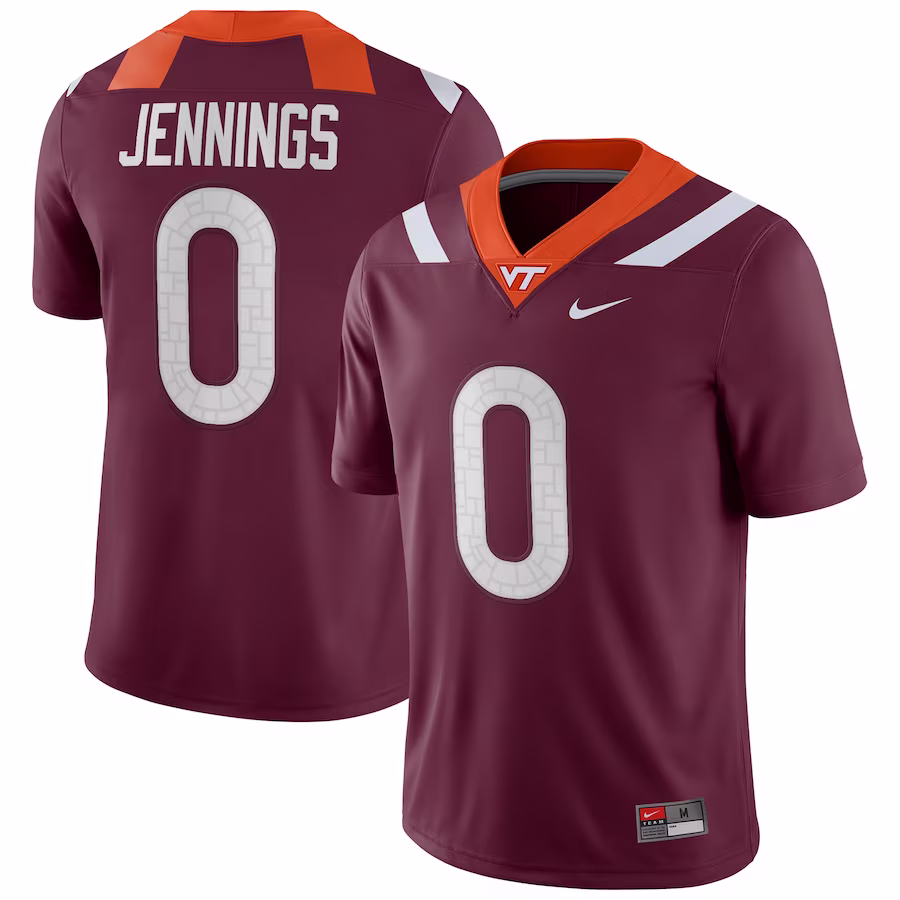 Ali Jennings Virginia Tech Hokies Nike NIL Football Game Jersey - Maroon - Ujersey NFL Shop