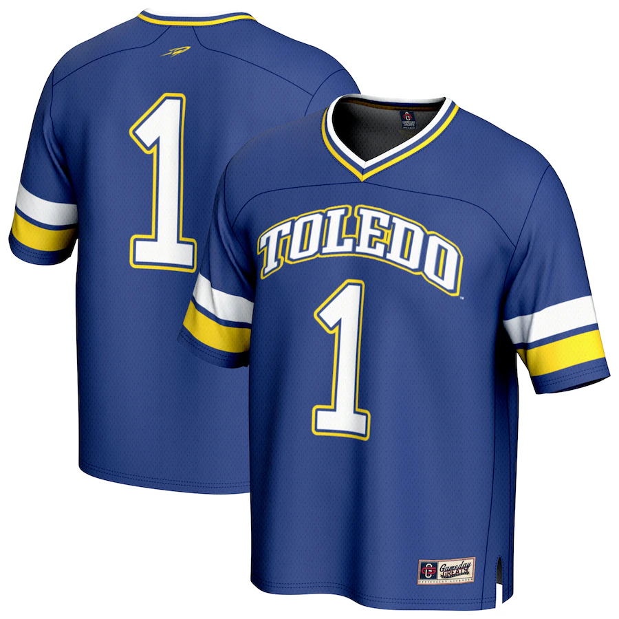 GameDay Greats #1 Navy Toledo Rockets Lightweight Collegiate Football Fashion Jersey - Ujersey
