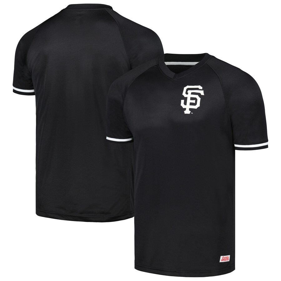 Men's San Francisco Giants Stitches Black Raglan V-Neck Jersey - Ujersey NFL Shop