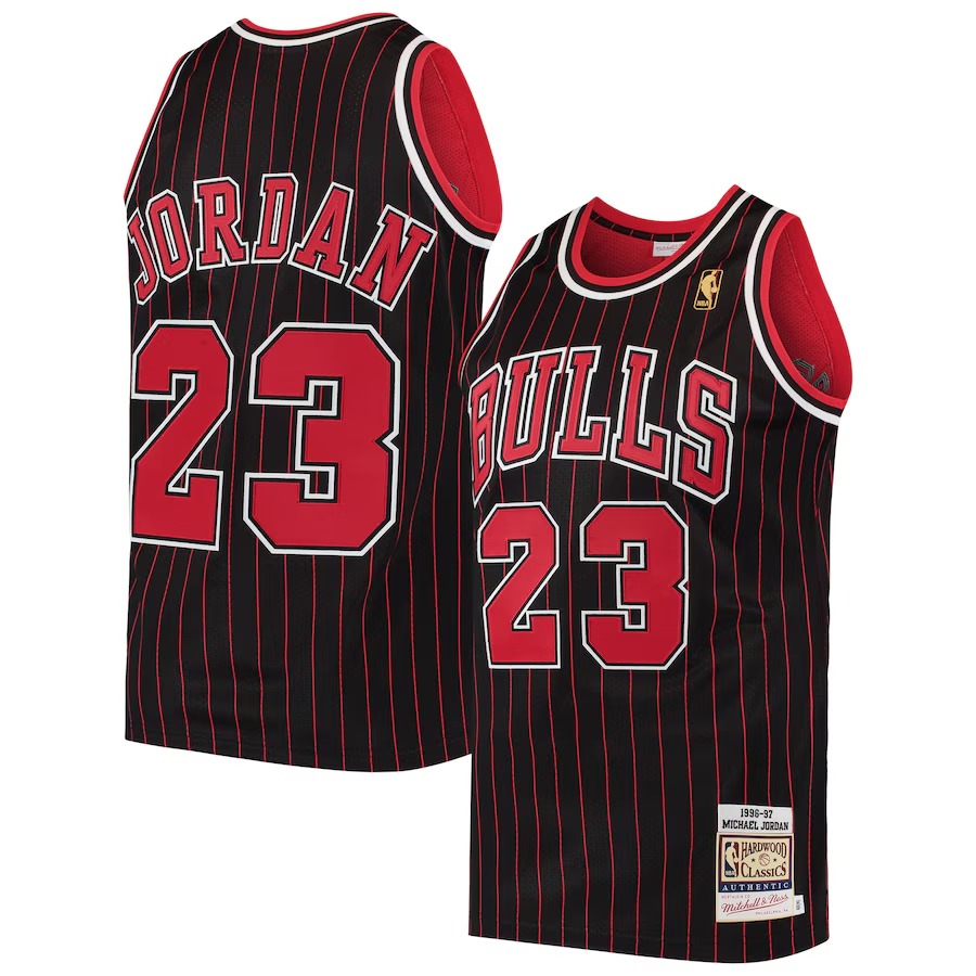 Men's Chicago Bulls Michael Jordan Mitchell & Ness Black 1996/97 Hardwood Classics Authentic Jersey - Ujersey NFL Shop