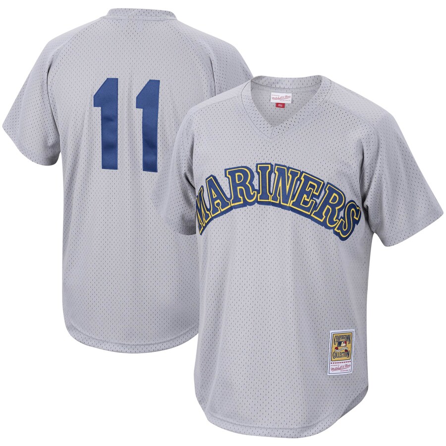 Men's Seattle Mariners Edgar Martinez Mitchell & Ness Charcoal Cooperstown Collection Mesh Batting Practice Jersey - Ujersey NFL Shop