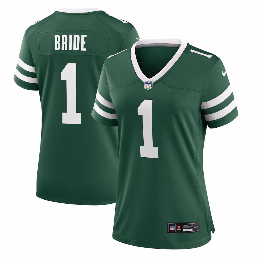 Women's New York Jets Number 1 Bride Nike Legacy Green Game Jersey - Ujersey NFL Shop