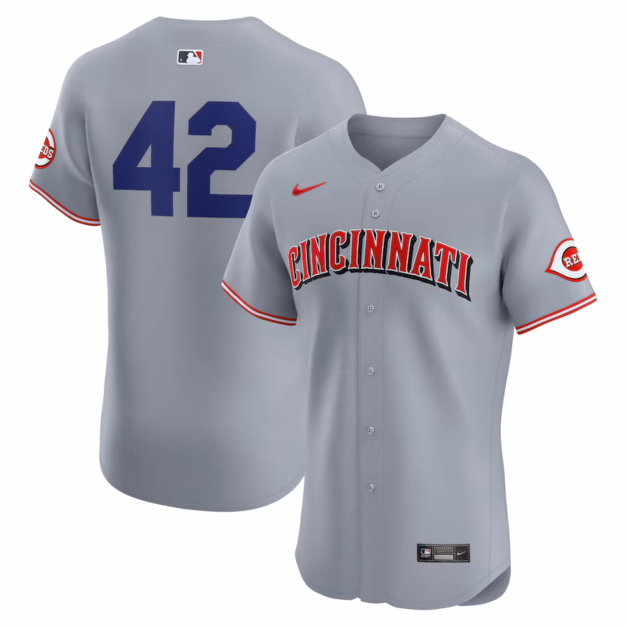 Men's Cincinnati Reds Nike Gray Road 2024 Jackie Robinson Day Elite Jersey - Ujersey NFL Shop