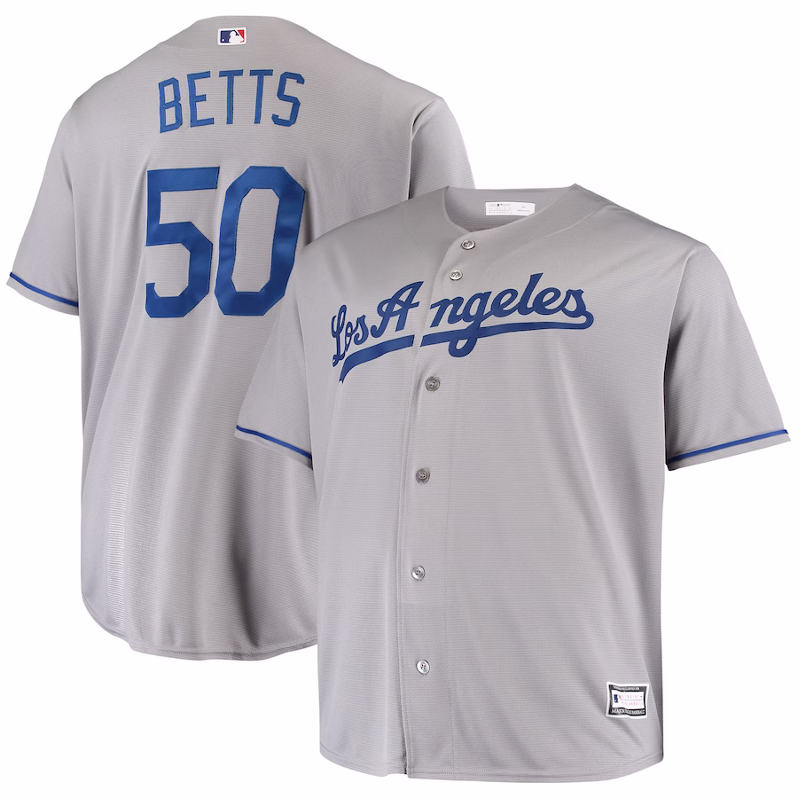 Men's Los Angeles Dodgers Mookie Betts Gray Big & Tall Replica Player Jersey - Ujersey