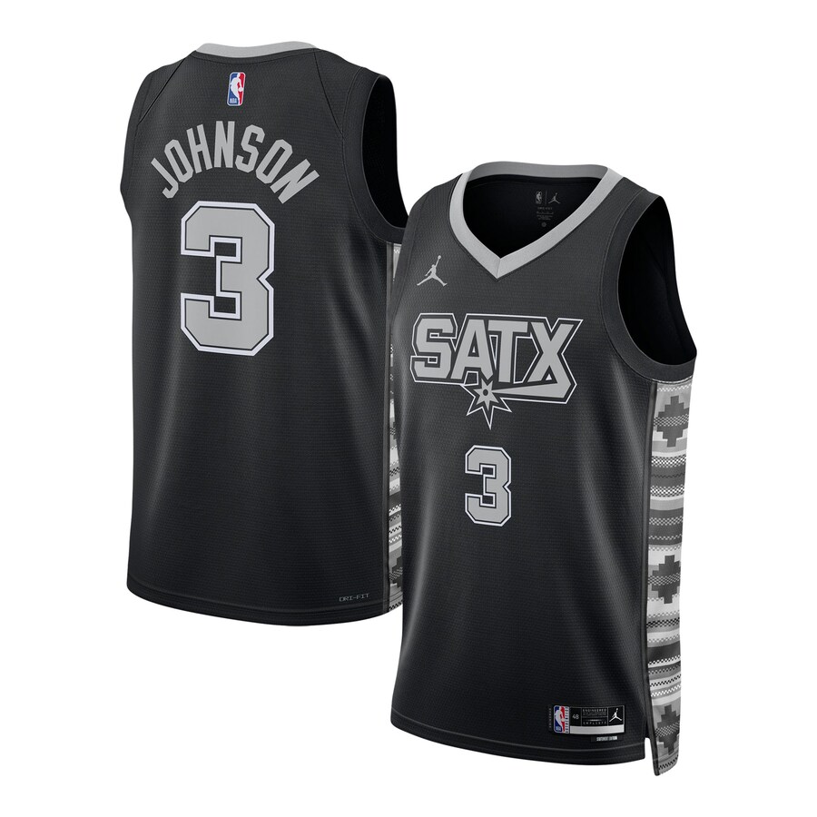 Unisex San Antonio Spurs Keldon Johnson Jordan Brand Black Swingman Jersey - Statement Edition - Ujersey NFL Shop