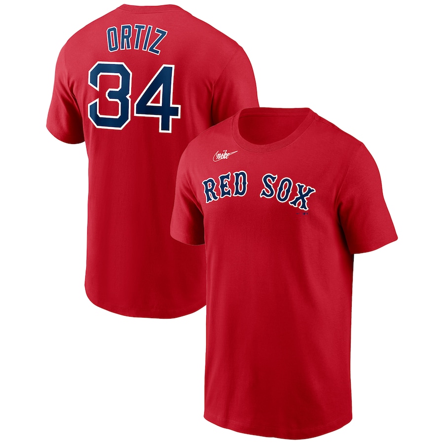 Men's Boston Red Sox David Ortiz Nike Red Name & Number T-Shirt - Ujersey