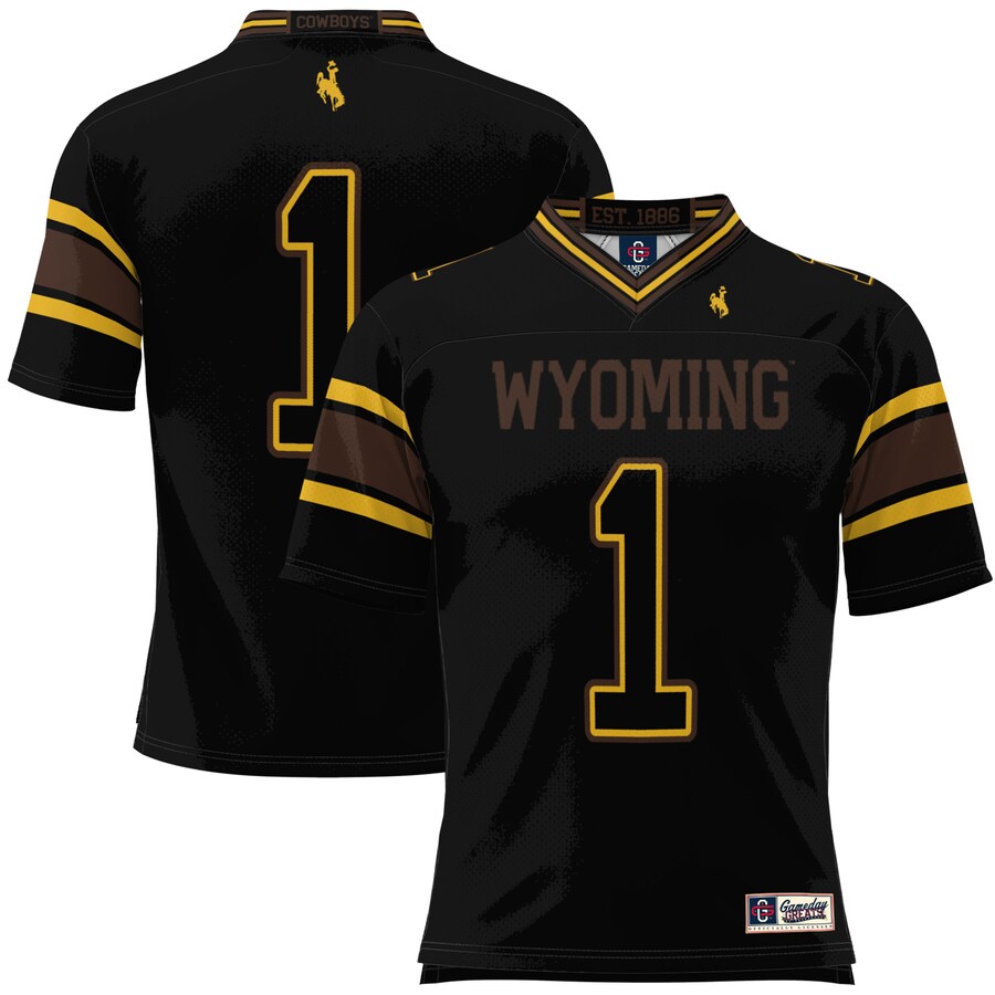 Men's GameDay Greats #1 Black Wyoming Cowboys Football Jersey - Ujersey NFL Shop