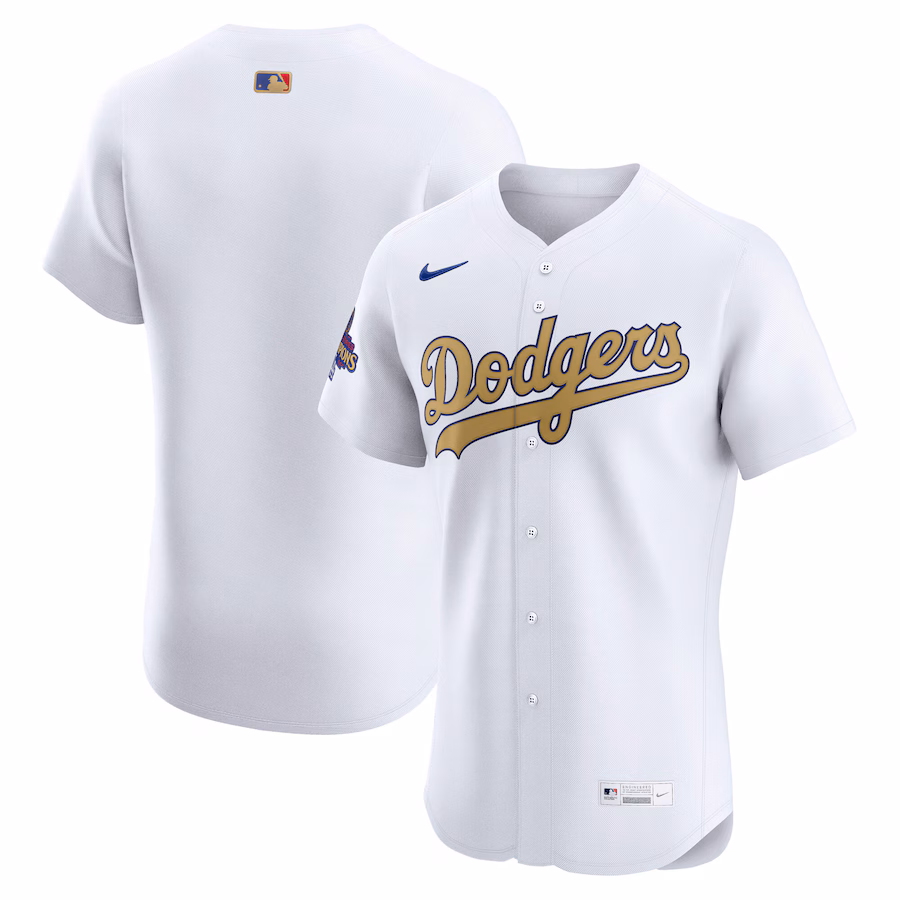 Men's Los Angeles Dodgers Nike White 2025 Gold Collection Elite Jersey - Ujersey NFL Shop