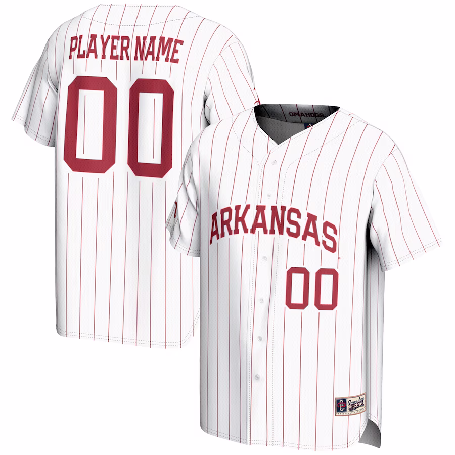 Arkansas Razorbacks GameDay Greats Youth NIL Pick-A-Player Lightweight Baseball Jersey - White - Ujersey NFL Shop