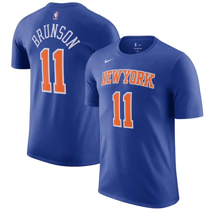 Men's New York Knicks Jalen Brunson Nike Blue Icon Edition Name & Number T-Shirt - Ujersey NFL Shop