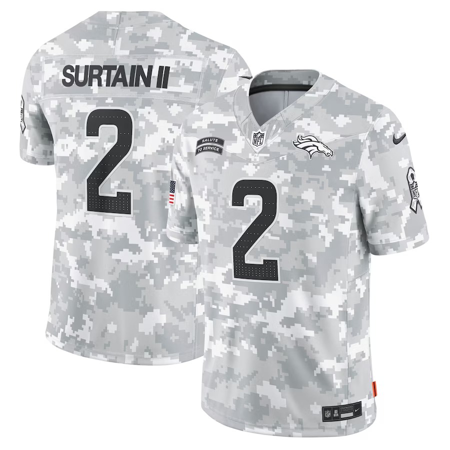 Men's Denver Broncos Patrick Surtain II Nike Arctic Camo 2024 Salute to Service Limited Jersey - Ujersey NFL Shop