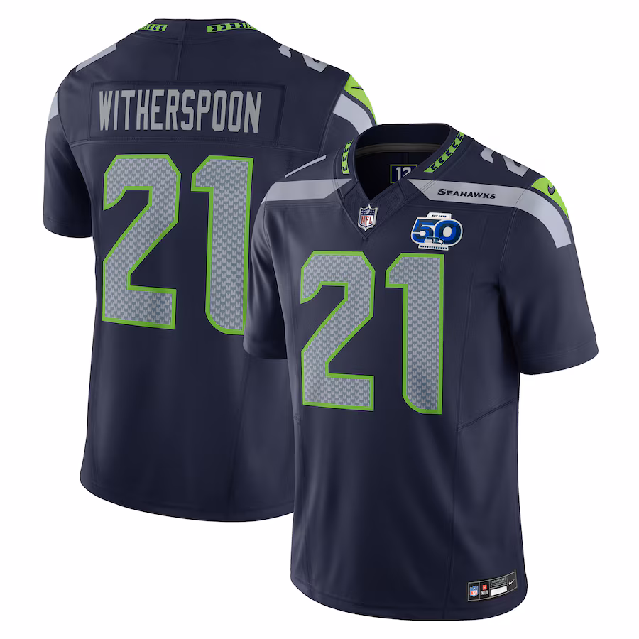 Men's Seattle Seahawks Devon Witherspoon Nike College Navy Team 50th Season Vapor F.U.S.E. Limited Jersey - Ujersey NFL Shop
