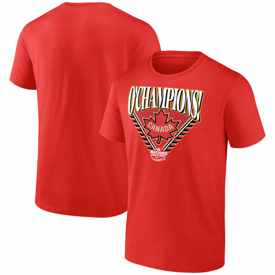 Men's Canada Red 2025 4 Nations Face-Off Champions Hometown T-Shirt - Ujersey