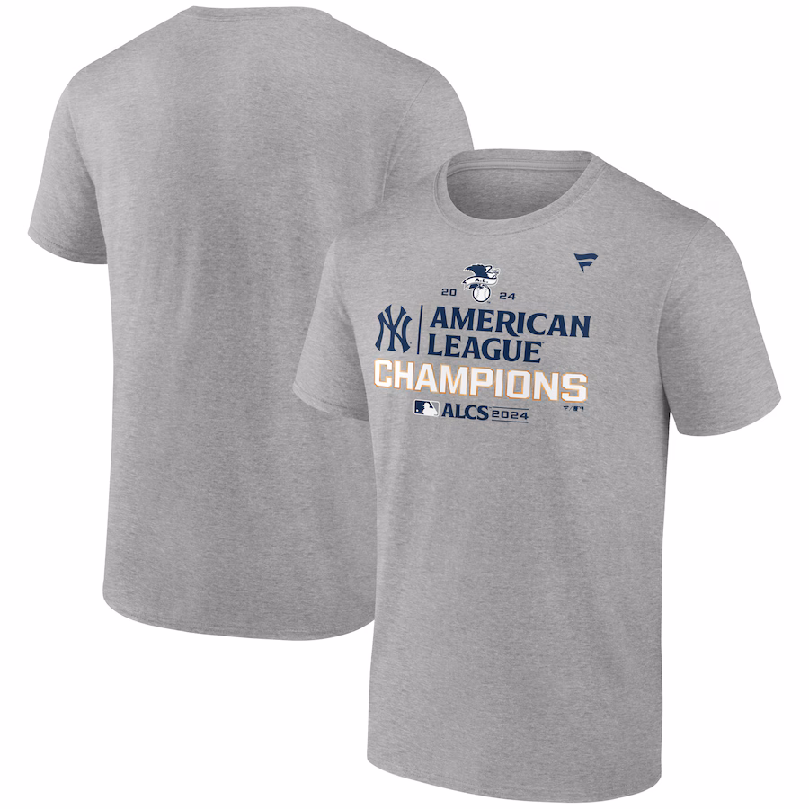 Men's New York Yankees Fanatics Heather Gray 2024 American League Champions Locker Room T-Shirt - Ujersey