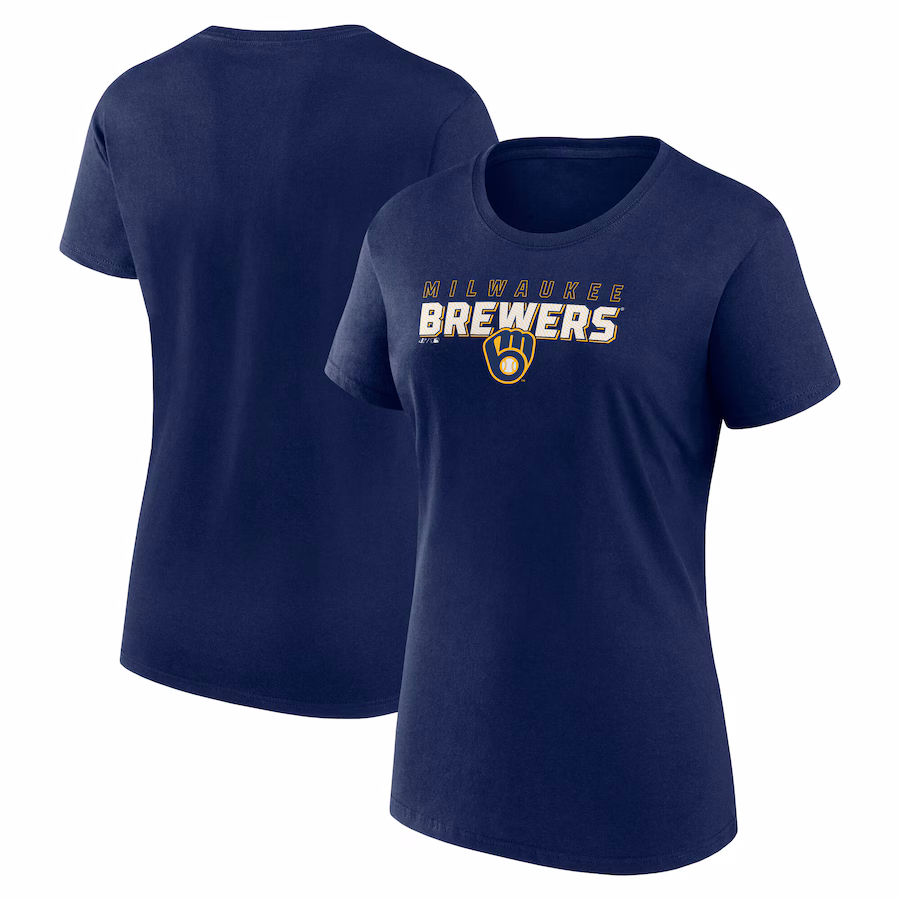 Women's Milwaukee Brewers Fanatics Navy Lean T-Shirt - Ujersey NFL Shop