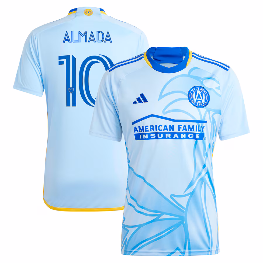 Men's Atlanta United FC Thiago Almada adidas Light Blue 2024 The Resurgens Kit Replica Player Jersey - Ujersey NFL Shop