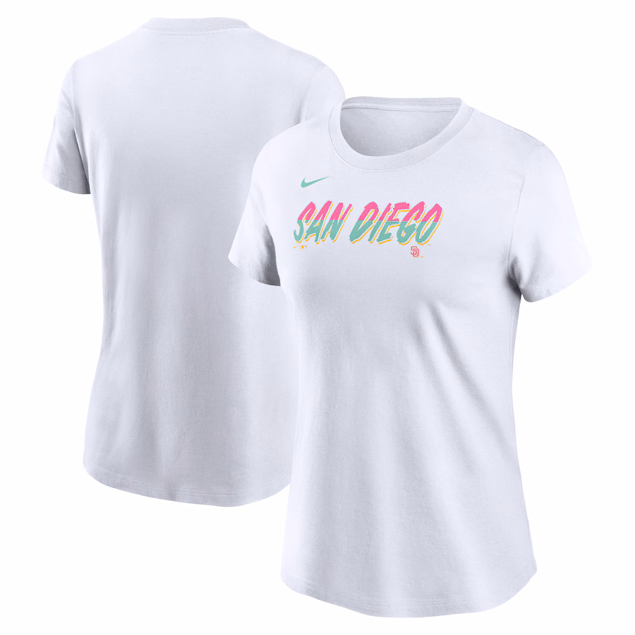 Women's San Diego Padres Nike White City Connect Wordmark T-Shirt - Ujersey
