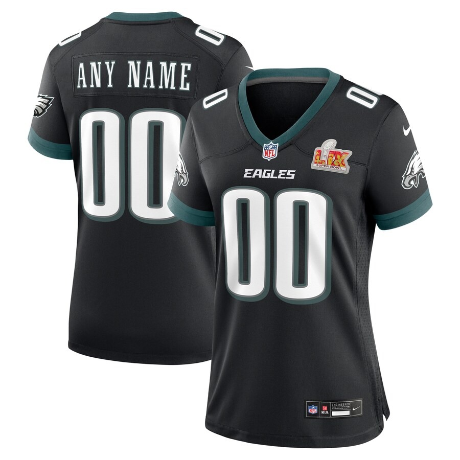 Women's Philadelphia Eagles Nike Black Super Bowl LIX Custom Alternate Game Jersey - Ujersey NFL Shop