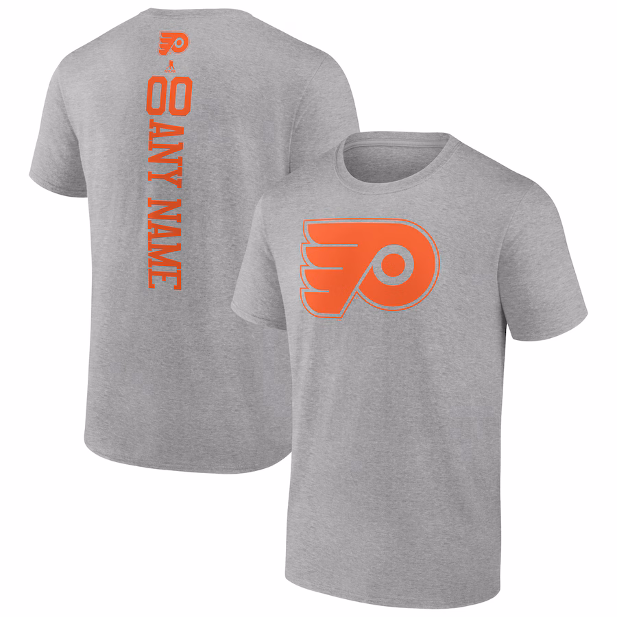 Men's Philadelphia Flyers Heather Gray Personalized Name & Number T-Shirt - Ujersey NFL Shop