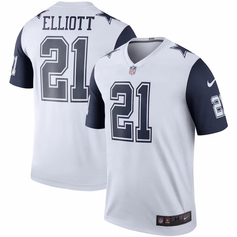 Men's Dallas Cowboys Ezekiel Elliott Nike White Color Rush Legend Player Jersey - Ujersey NFL Shop