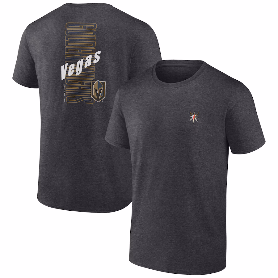 Men's Vegas Golden Knights Fanatics Heather Charcoal Backbone T-Shirt - Ujersey NFL Shop