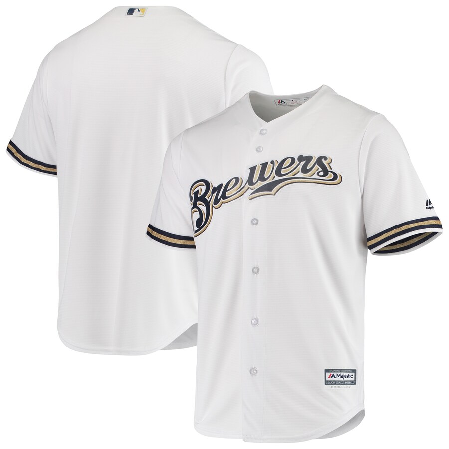 Men's Milwaukee Brewers Majestic White Team Official Jersey - Ujersey