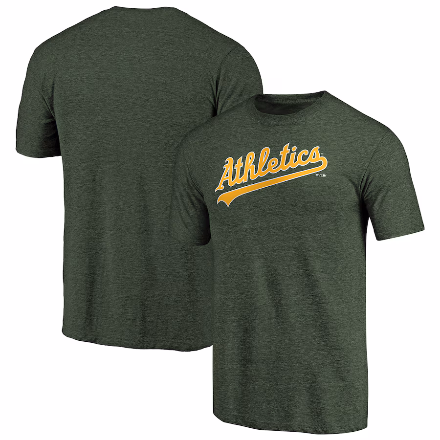 Men's Athletics Green Team Wordmark Tri-Blend T-Shirt - Ujersey